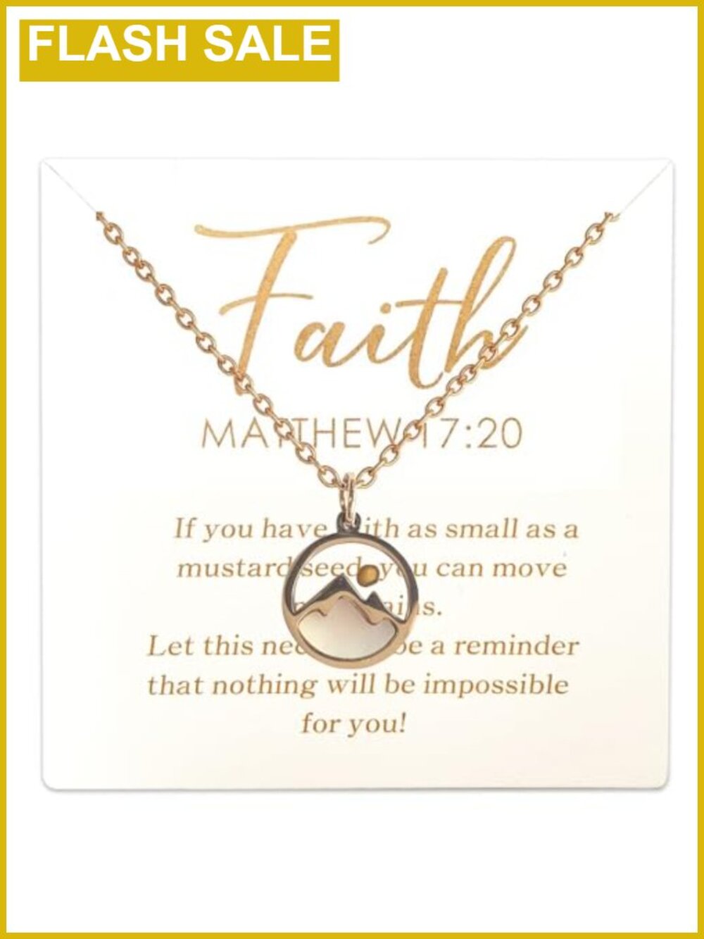Mustard Seed Necklace Stainless Steel Gold Plated Christian Faith Jewelry